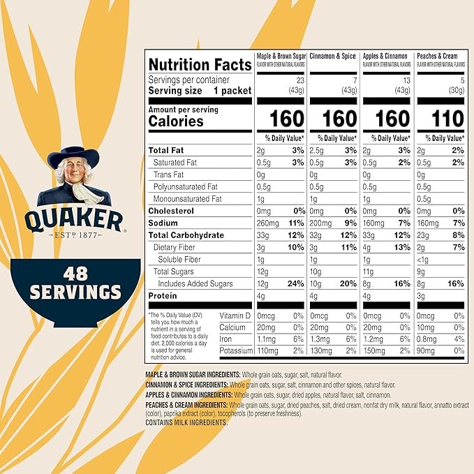Quaker Instant Oatmeal, 4 Flavor Variety Pack, Individual Packets, 48 Count - Image 4